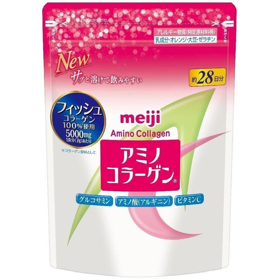 Meiji Amino Collagen powder refill【5pcs ×28days (196g) 】in Stock from JAPAN NEW